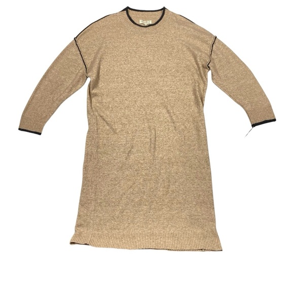 Penelope Rose Dresses & Skirts - Penelope Rose Midi Knit Sweater Dress Women's 2X Tan & Black Trim Crew Neck NWT